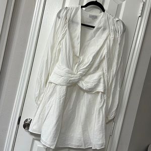 Endless Rose Twist Front Drape Long Sleeve Minidress